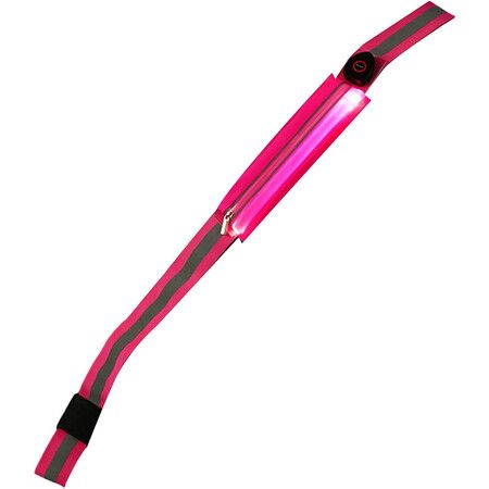 USB Rechargeable LED Reflective Belt Sash Adjustable Length LED Light Up Running Belt Light for Walkers (Pink)