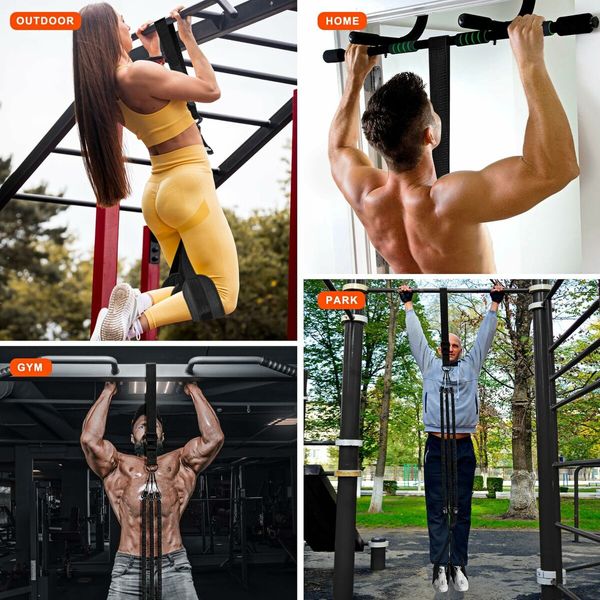 Heavy Duty Resistance Band for Pull Up Bar, Adjustable Weight/Size with Fabric Feet/Knee Rest, Bands for Pull Up Assist for Strength Training (Black)