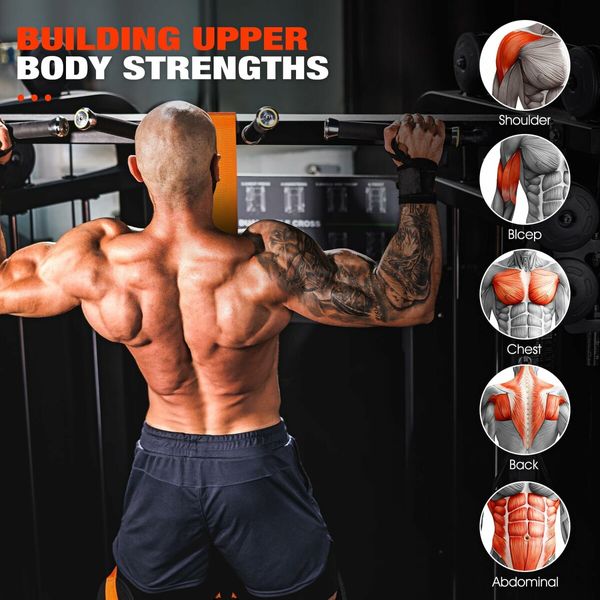 Heavy Duty Resistance Band for Pull Up Bar, Adjustable Weight/Size with Fabric Feet/Knee Rest, Bands for Pull Up Assist for Strength Training (Orange)