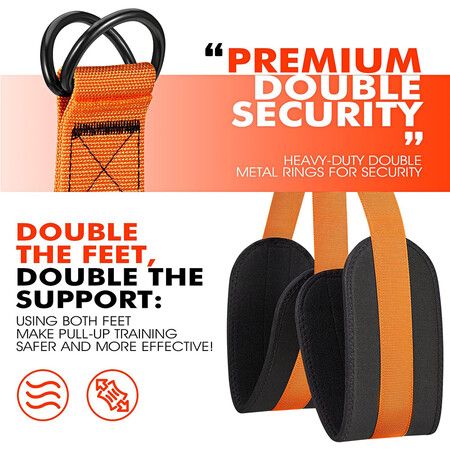 Heavy Duty Resistance Band for Pull Up Bar, Adjustable Weight/Size with Fabric Feet/Knee Rest, Bands for Pull Up Assist for Strength Training (Orange)