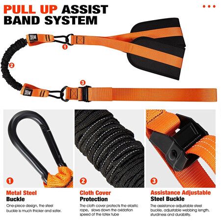 Heavy Duty Resistance Band for Pull Up Bar, Adjustable Weight/Size with Fabric Feet/Knee Rest, Bands for Pull Up Assist for Strength Training (Orange)