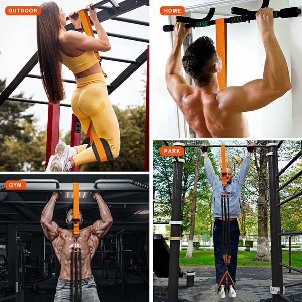 Heavy Duty Resistance Band for Pull Up Bar, Adjustable Weight/Size with Fabric Feet/Knee Rest, Bands for Pull Up Assist for Strength Training (Orange)