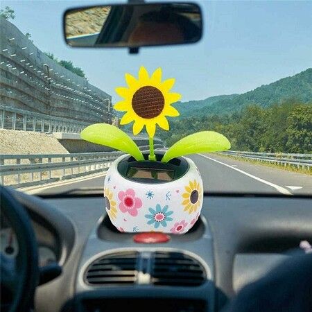 Sunflower Solar Dancing Flower Solar Dancing Solar Toys, Solar Powered Swinging Animated Dancer Toy Office Desk Car Decoration for Car