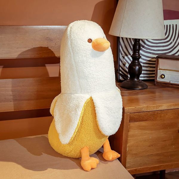 Banana Duck Plush Toy Cute Plushie Hugging Plush Pillow Duck Stuffed Animal for Girls and Boys White 50 CM