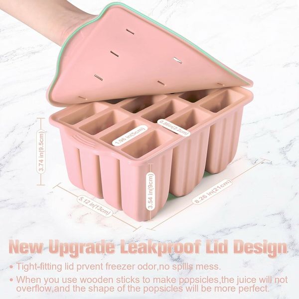 Silicone Popsicles Molds,Ice Pop Cream Mold Set Homemade Popsicle Maker For Kids with 50pcs Sticks(Pink)