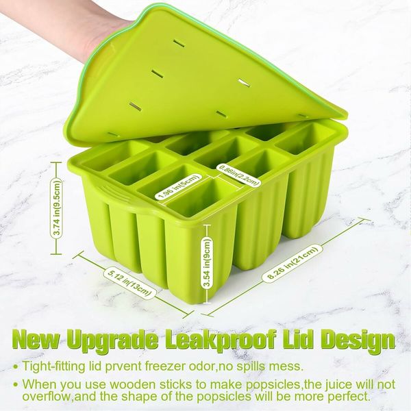 Silicone Popsicles Molds,Ice Pop Cream Mold Set Homemade Popsicle Maker For Kids with 50pcs Sticks(Green)