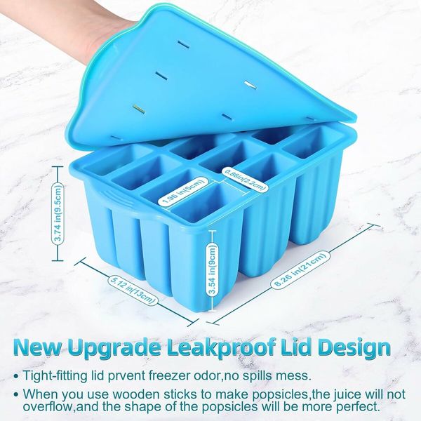 Silicone Popsicles Molds,Ice Pop Cream Mold Set Homemade Popsicle Maker For Kids with 50pcs Sticks(Blue)