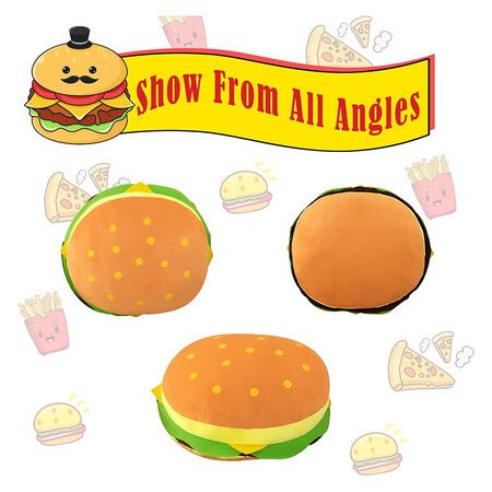 Comfy Food Pillows Toy Plush, Soft, Cuddly, and Irresistible Pefect Toys Gift for Kids and Friends, Hamburg, 30 CM