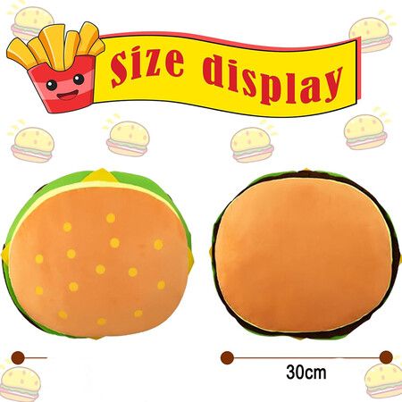 Comfy Food Pillows Toy Plush, Soft, Cuddly, and Irresistible Pefect Toys Gift for Kids and Friends, Hamburg, 30 CM
