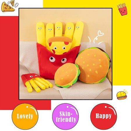 Comfy Food Pillows Toy Plush, Soft, Cuddly, and Irresistible Pefect Toys Gift for Kids and Friends, French Fries, 30 CM