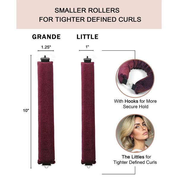 Little Velvet Overnight Curls Blowout 3 Rods Heatless Hair Curler to Sleep in Satin Heatless Curls No Heat Hair Rollers Wine Red