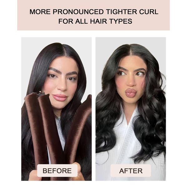 Little Velvet Overnight Curls Blowout 3 Rods Heatless Hair Curler to Sleep in Satin Heatless Curls No Heat Hair Rollers Wine Red