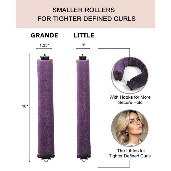 Little Velvet Overnight Curls Blowout 3 Rods Heatless Hair Curler to Sleep in Satin Heatless Curls No Heat Hair Rollers Purple