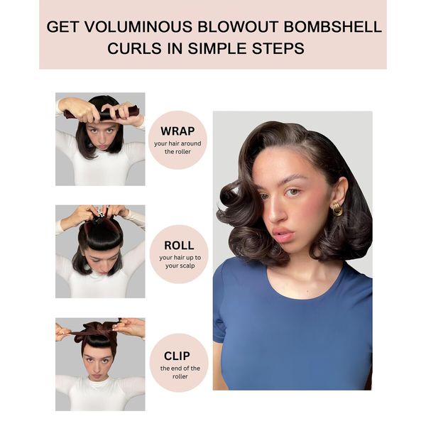 Little Velvet Overnight Curls Blowout 3 Rods Heatless Hair Curler to Sleep in Satin Heatless Curls No Heat Hair Rollers Brown