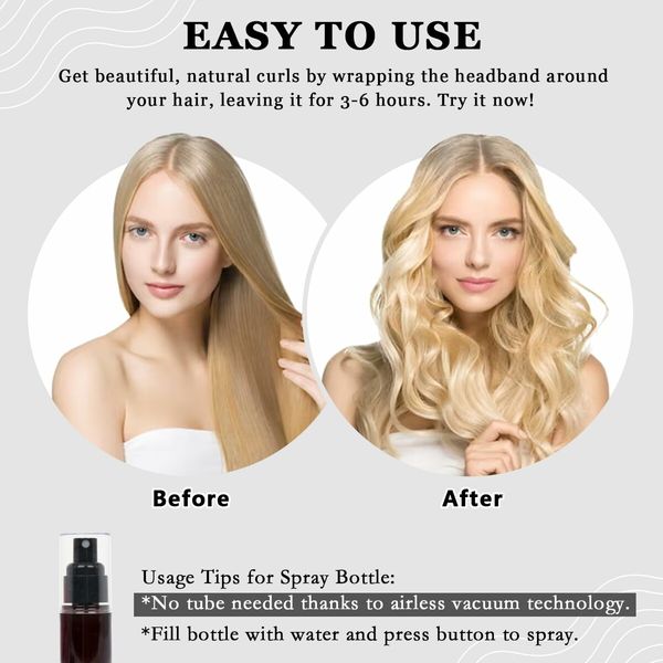 No Heat Curling Rod Headband, Overnight Velour Hair Curls Roller Wrap for Women with Long Hair - Purple