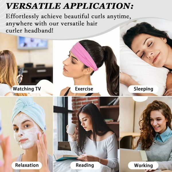 No Heat Curling Rod Headband, Overnight Velour Hair Curls Roller Wrap for Women with Long Hair - Purple