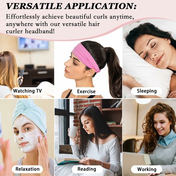 No Heat Curling Rod Headband, Overnight Velour Hair Curls Roller Wrap for Women with Long Hair - Yellow