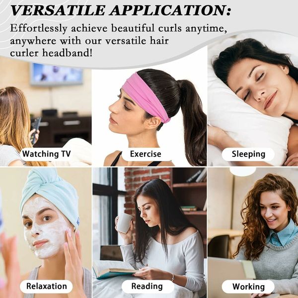 No Heat Curling Rod Headband,Overnight Velour Hair Curls Roller Wrap for Women with Long Hair - Black