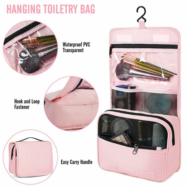8 Set Packing Cubes Suitcase Essentials Organizer Bags Set for Luggage Road Trip Travel Accessories in 4 Sizes-Pink