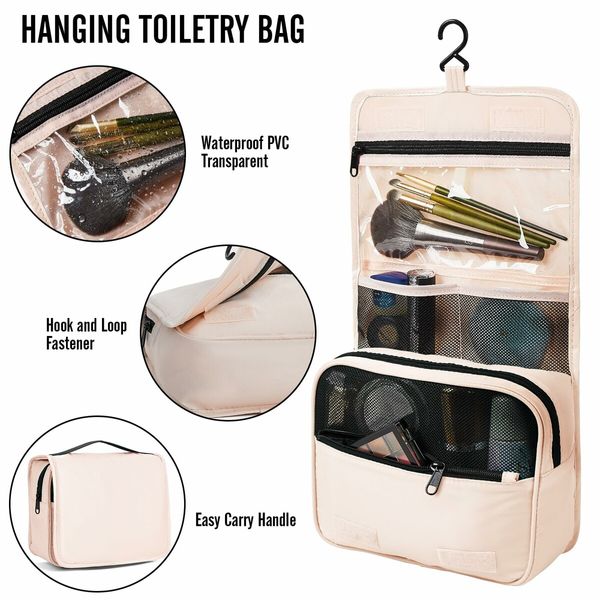 8 Set Packing Cubes Suitcase Essentials Organizer Bags Set for Luggage Road Trip Travel Accessories in 4 Sizes-Cream