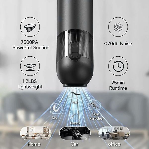 Handheld Vacuum Cordless,Car Vacuum Portable Cordless Lightweight with Strong Suction, Portable Mini Vacuum for Home/Car/Office, White