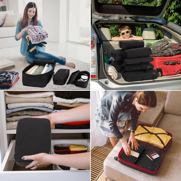 8 Set Compression Packing Cubes Travel - Maximize Space In Luggage With Patented HybridMax Double Capacity Design For Travel,Large,Small,Medium-White
