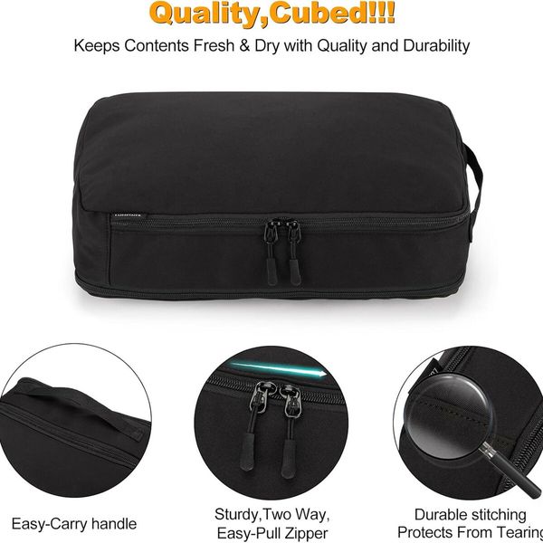8 Set Compression Packing Cubes Travel - Maximize Space In Luggage With Patented HybridMax Double Capacity Design For Travel,Large,Small,Medium-Black