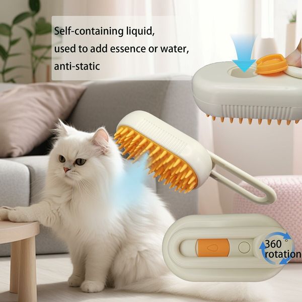 Cat Steam Brush, Pet Steam Groomer Comb,3 In 1 Cat Steam Brush Pet Hair Steamy Brushes,Pet Steam Brush for Cats Dogs (2PCS)