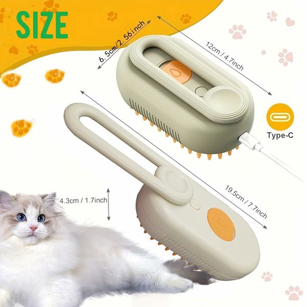 Cat Steam Brush, Pet Steam Groomer Comb,3 In 1 Cat Steam Brush Pet Hair Steamy Brushes,Pet Steam Brush for Cats Dogs (2PCS)