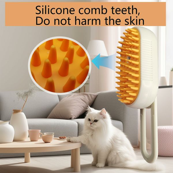 Cat Steam Brush, Pet Steam Groomer Comb,3 In 1 Cat Steam Brush Pet Hair Steamy Brushes,Pet Steam Brush for Cats Dogs (2PCS)