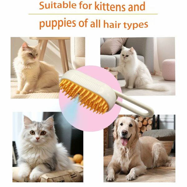 Cat Steam Brush, Pet Steam Groomer Comb,3 In 1 Cat Steam Brush Pet Hair Steamy Brushes,Pet Steam Brush for Cats Dogs (2PCS)