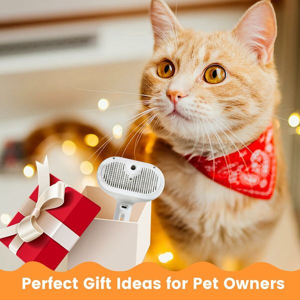 3 in 1 Cat Steam Brush,Pet Spray Hair Removal Comb for Shedding & Grooming,Water Brush for Cats Dogs Small Animals Long Short Hair (White)