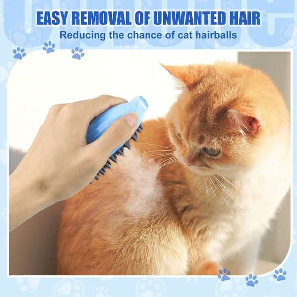 Cat Steam Brush for Shedding,3 in 1 Steam Cat Brush,Steam Brush for Cats and Dogs,Pet Steam Brush Hair Cleaning Water Steamy Brush,SPA Grooming Brush