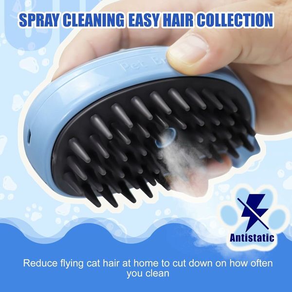 Cat Steam Brush for Shedding,3 in 1 Steam Cat Brush,Steam Brush for Cats and Dogs,Pet Steam Brush Hair Cleaning Water Steamy Brush,SPA Grooming Brush