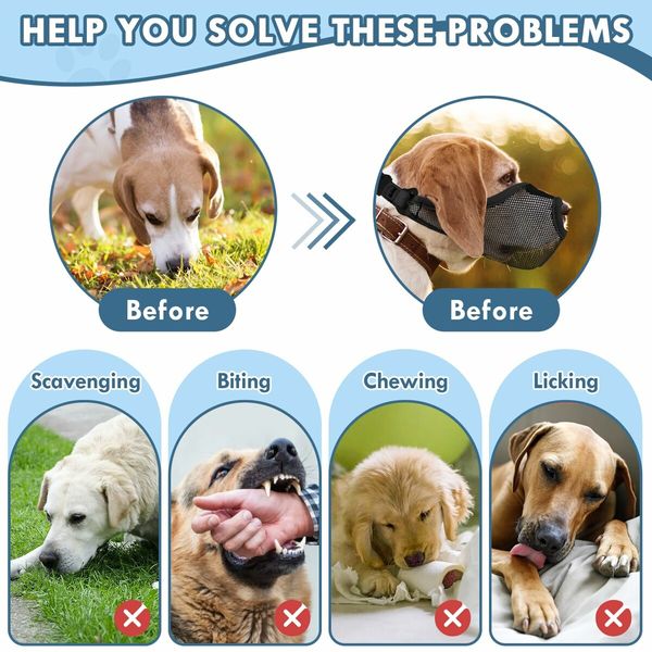 Dog Muzzle,Soft Air Mesh Pet Muzzle,Front Opening Design,Breathable,Adjustable,Prevents Biting Scavenging,Dog Mouth Cover Allows Drinking (Black,M)