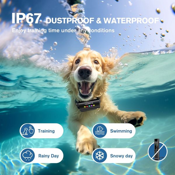 Dog Shock Collar with Remote Control,IP67 Waterproof Dog Training Collars with LED,4 Training Modes,Lock Setting,1600FT Rechargeable E-Collar
