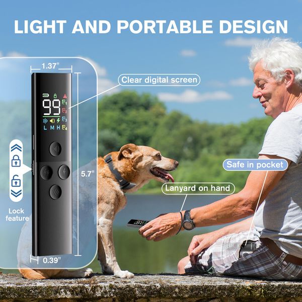 Dog Shock Collar with Remote Control,IP67 Waterproof Dog Training Collars with LED,4 Training Modes,Lock Setting,1600FT Rechargeable E-Collar