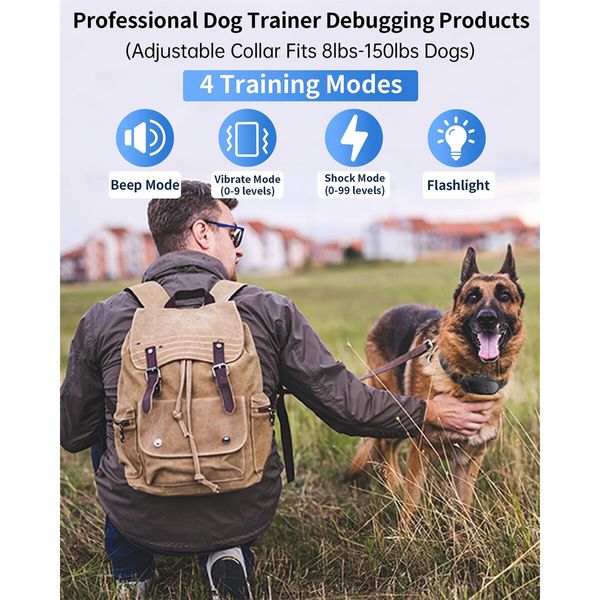 Dog Shock Collar with Remote Control,Rechargeable Dog Training Collar,IPX7 Waterproof E Collar for Dogs with 4 Safe Modes Flashlight Beep Vibration Shock