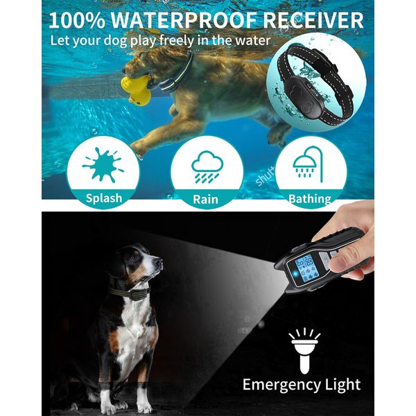 Dog Shock Collar with Remote Control,Rechargeable Dog Training Collar,IPX7 Waterproof E Collar for Dogs with 4 Safe Modes Flashlight Beep Vibration Shock