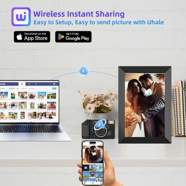 Uhale Digital Picture Frame WiFi 10.1 inch HD IPS Touch Screen Electronic Picture Frame Slideshow Smart Loop Digital Photo Frame