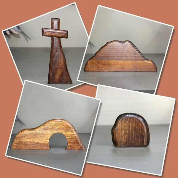 Empty Tomb Easter Scene and Cross, Wooden Empty Tomb Jesus Tomb Easter Tomb Decor Suitable for Religious Home Office Desktop Decoration