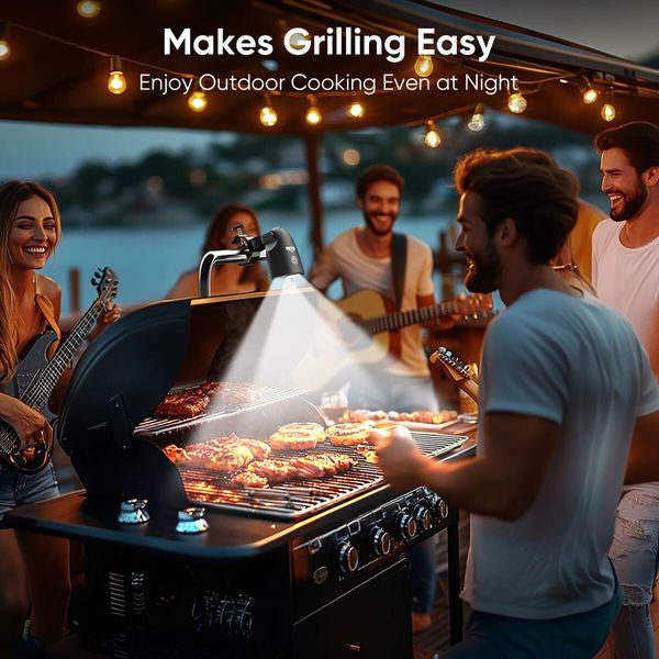 Grill Light,Outdoor 360 Degree Flexible BBQ Light with 10 Super Bright LED Lights,BBQ Grill Accessories with Sturdy C-Clamp Fits Most Handle