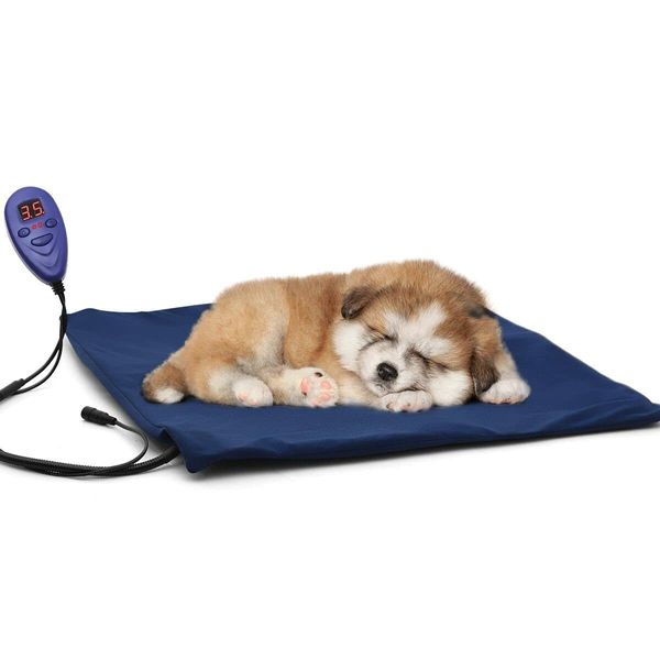 Dogs Cats Electric Heating Pet Bed Blanket Thermal Mat Protection Temperature Display 50cm x 50cm