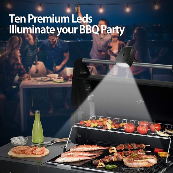 Grill Light,Grill Lights with 10 LED and C-clamp,Grill Lights Gifts,BBQ Light for Camping Bike Lights Night Light