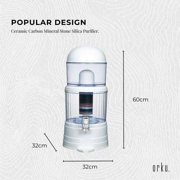16L Benchtop 8 Stage Water Filter - Ceramic Carbon Mineral Stone Silica Purifier