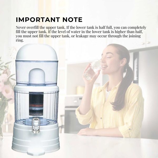 16L Benchtop 8 Stage Water Filter - Ceramic Carbon Mineral Stone Silica Purifier
