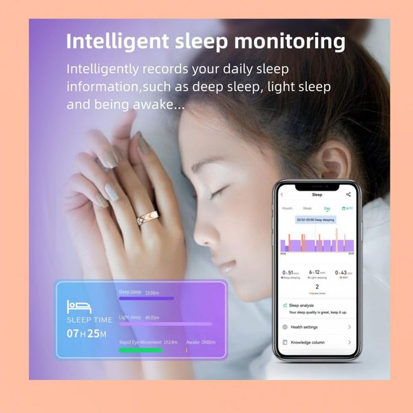 Smart Ring Tracker Enamel Flower Pattern Ring for Women & Man, Sleep&Exercise Monitor, IP68 Waterproof Activity Trackers with Charging Case(12#)