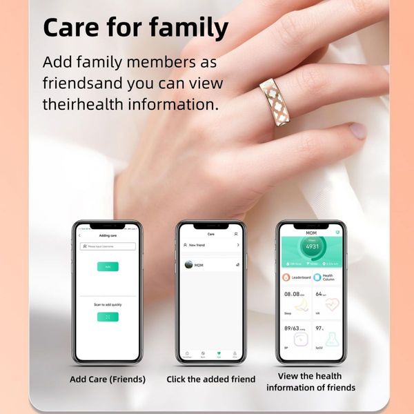 Smart Ring Tracker Enamel Flower Pattern Ring for Women & Man, Sleep&Exercise Monitor, IP68 Waterproof Activity Trackers with Charging Case(12#)