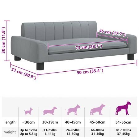 Dog Bed Light Grey 90x53x30 cm Fabric