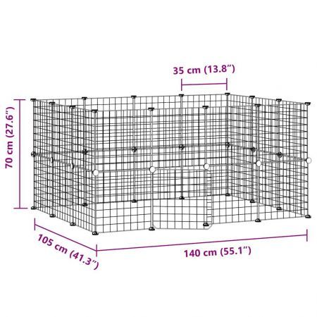 28-Panel Pet Cage with Door Black 35x35 cm Steel